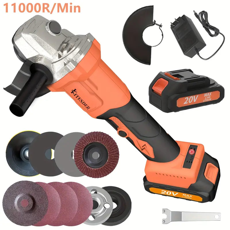 Brushless Motor Angle Grinder Cordless With Battery And Extensive Accessories, A Multi-purpose Machine, No Load Speed: 11000r/min,
