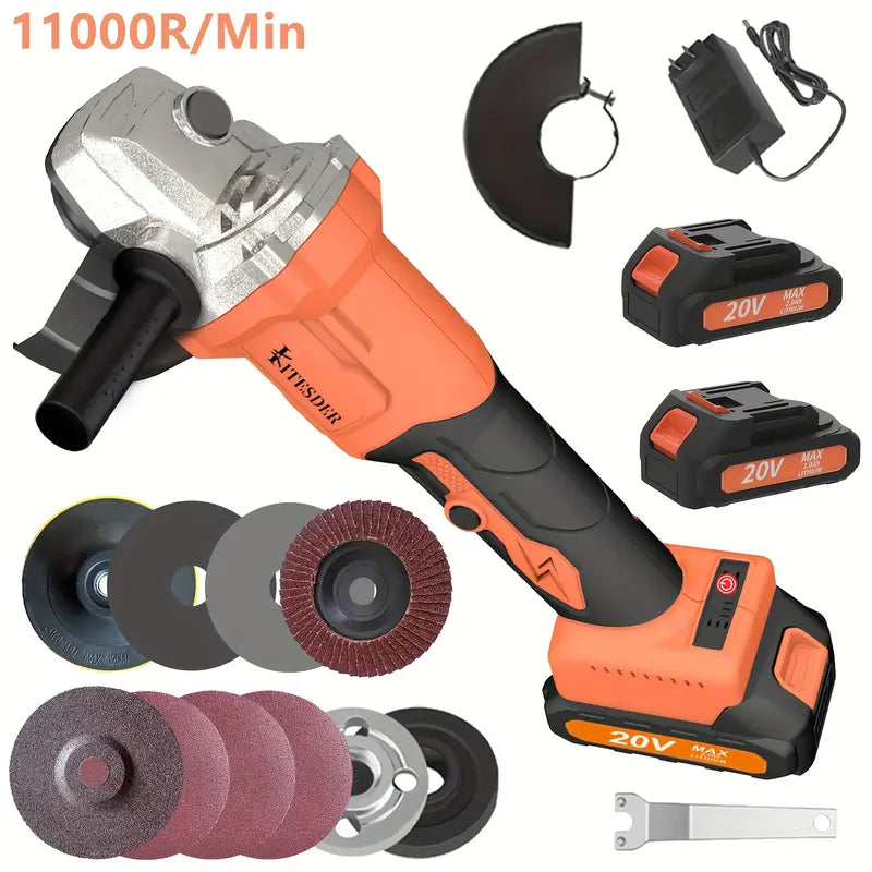 Brushless Motor Angle Grinder Cordless With Battery And Extensive Accessories, A Multi-purpose Machine, No Load Speed: 11000r/min,